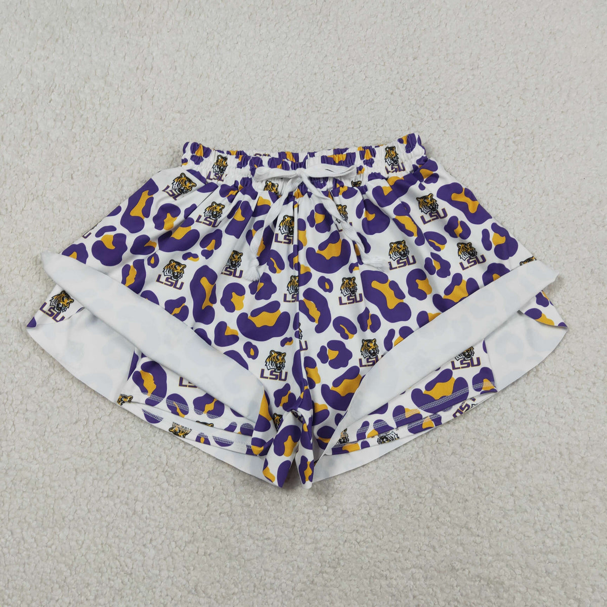 Sibling Mama and Me Kids Bows LSU Tigers Team Clothes Sets Polo Shirt Yoga Active Butterfly Shorts