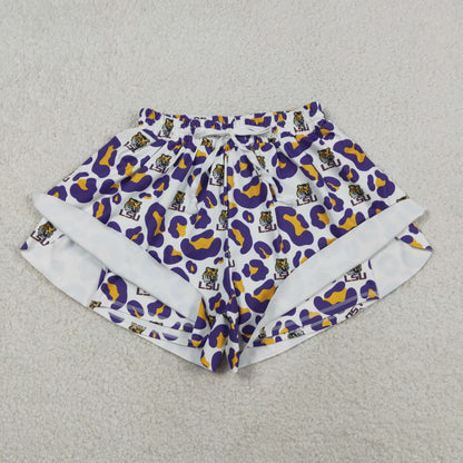 Sibling Mama and Me Kids Bows LSU Tigers Team Clothes Sets Polo Shirt Yoga Active Butterfly Shorts