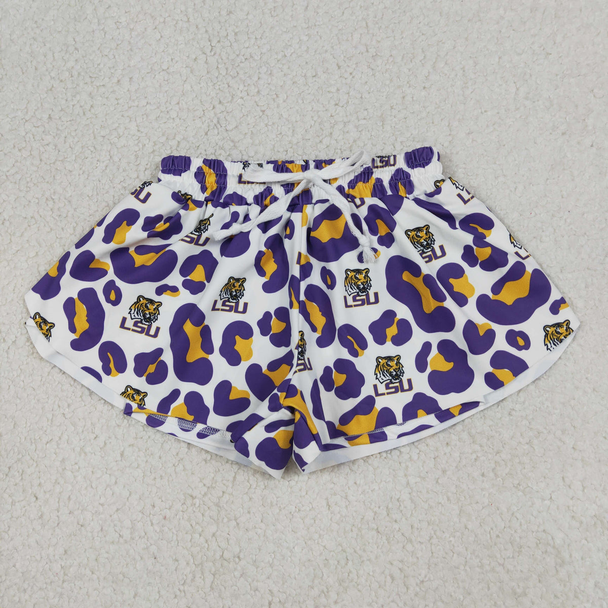Sibling Mama and Me Kids Bows LSU Tigers Team Clothes Sets Polo Shirt Yoga Active Butterfly Shorts