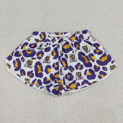 Sibling Mama and Me Kids Bows LSU Tigers Team Clothes Sets Polo Shirt Yoga Active Butterfly Shorts