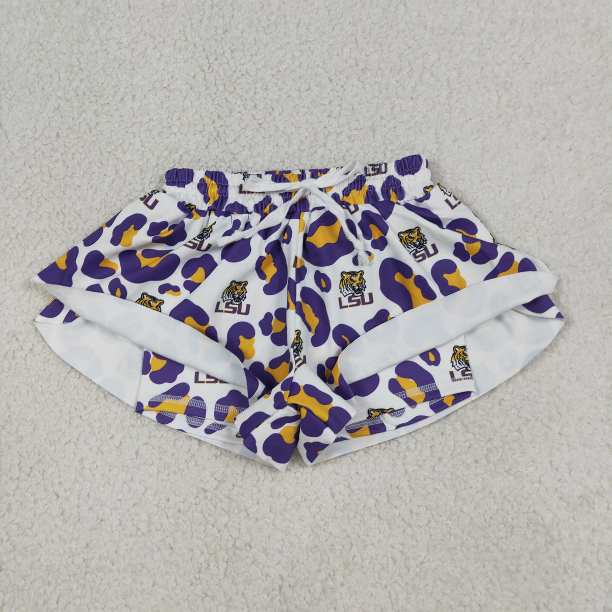 Sibling Mama and Me Kids Bows LSU Tigers Team Clothes Sets Polo Shirt Yoga Active Butterfly Shorts