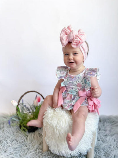 PREORDER Girls Pink Floral Sleeveless Baby Girls Romper