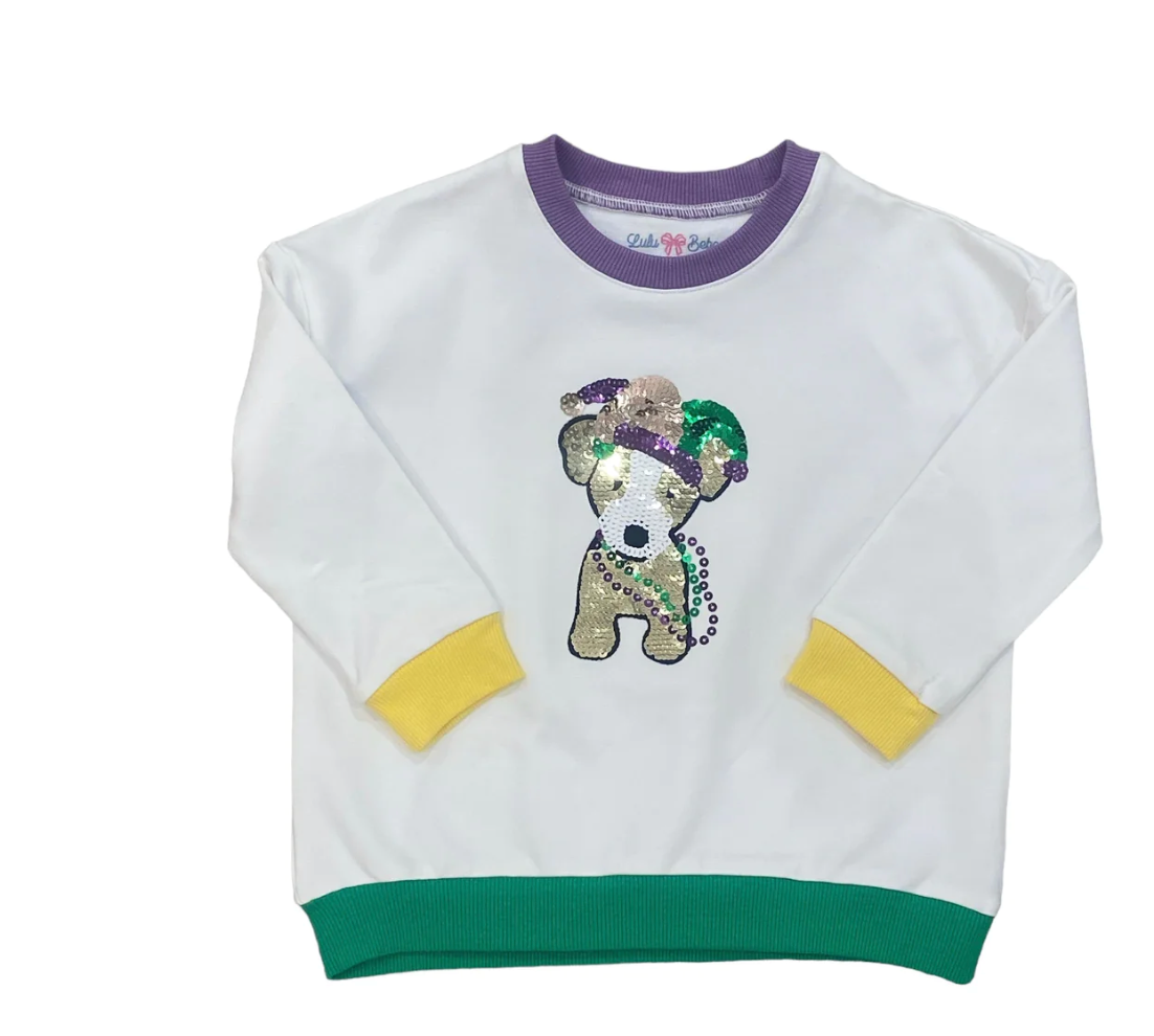 Pawty Gras Sequin Sweatshirt Mardi Gras