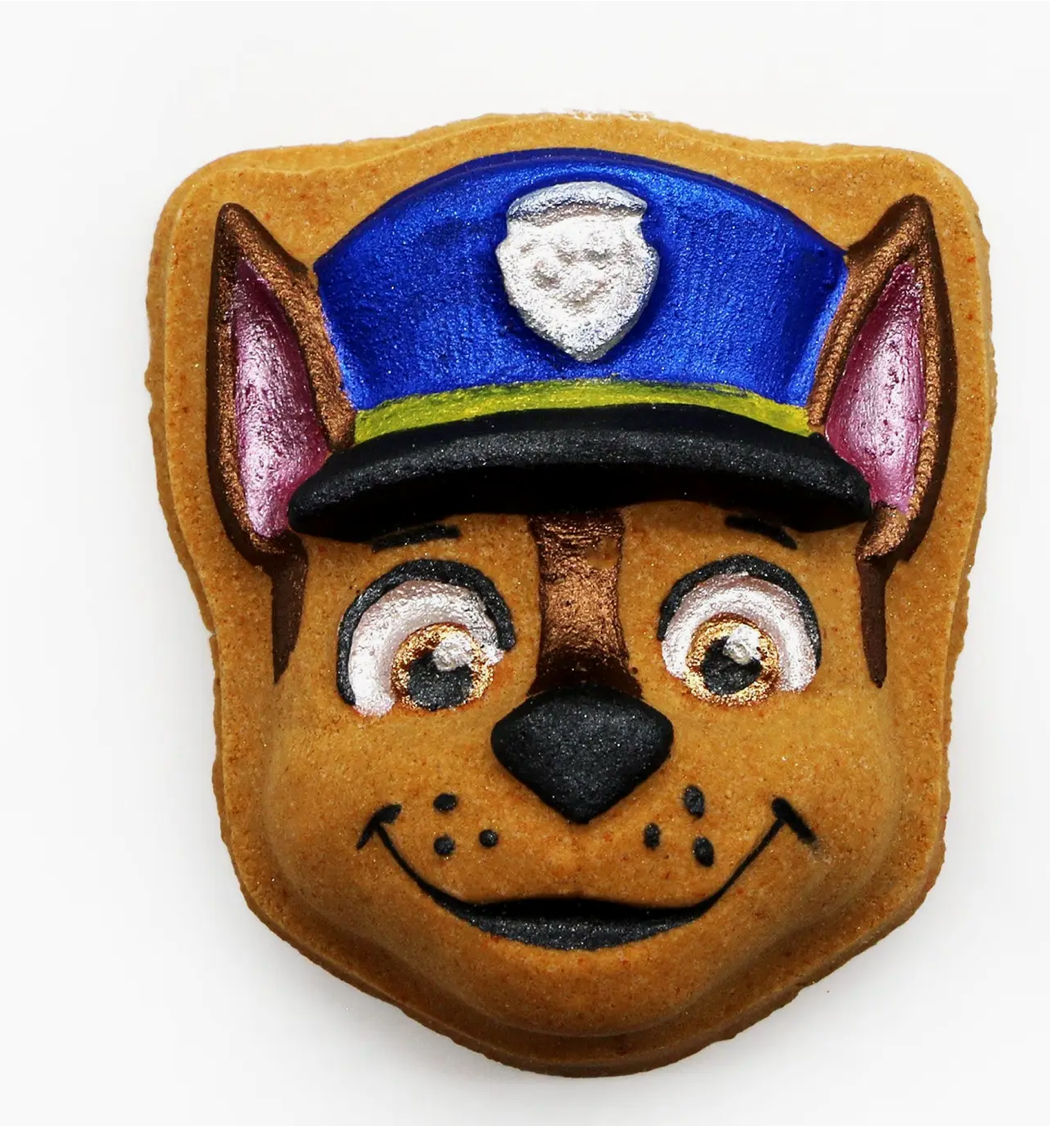 Police Pup Bath Bomb – Blue & Gold Sparkle, Citrus & Rock Candy Fragrance