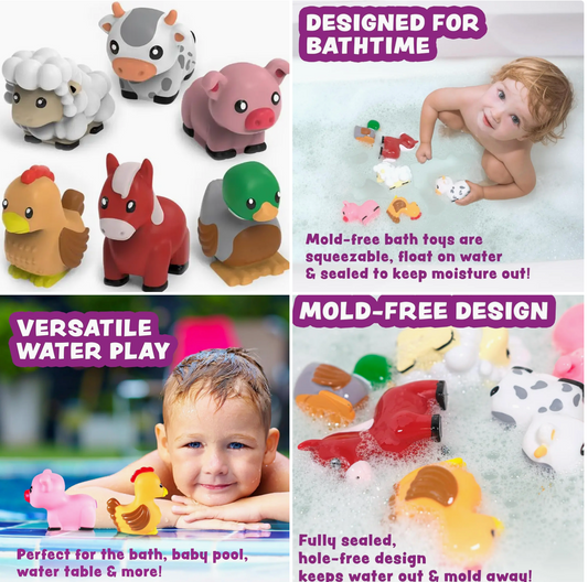 Tub Works® Savanna™ Mold-Free Bath Toys, 6 Pack