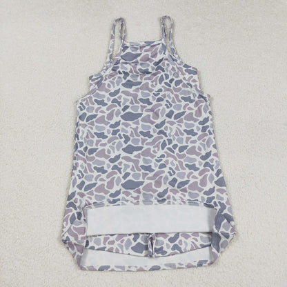 Mama And Me Strap Gray Camo Pockets Yoga Shorts Dresses