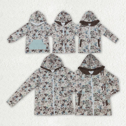 Sibling Family Adult Kids Bows Camo Pockets Zip Hunting Hoodie Jackets Top