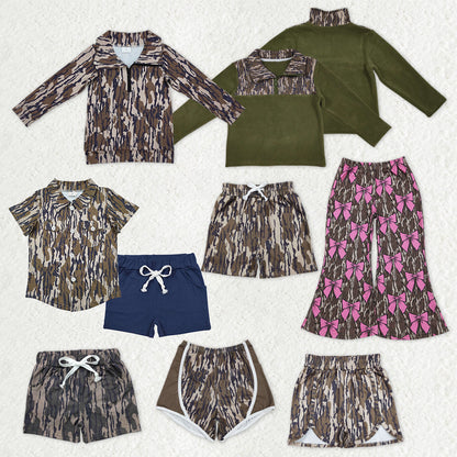 Sibling Baby Boys Girls Southern Camo Button Shorts Clothes Set Pullovers Pants Shorts