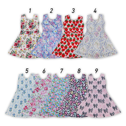 Sibling Baby Girls Colorful Flowers Active Yoga Active Knee Length Dresses