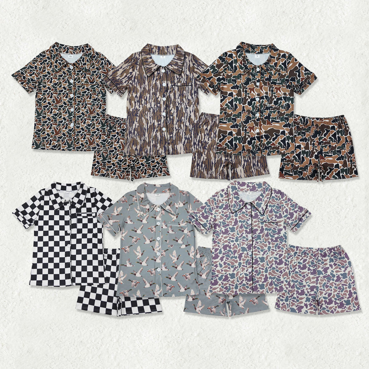 Sibling Adult Women Southern Hunting Ducks Camo Button Pockets Top Shorts Pajamas Set