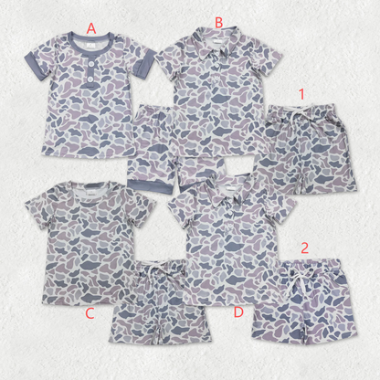 Sibling Baby Boys Southern Light Grey Camo Shirts Tops Shorts Pockets Short Clothes Sets