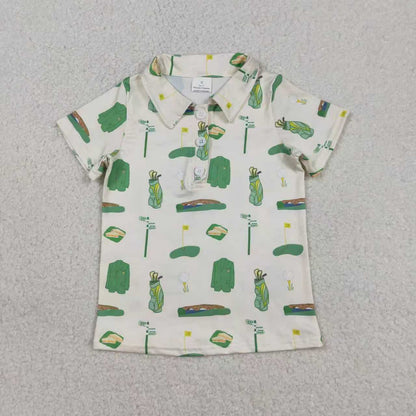 Sibling Baby Boys Golf Flags Button Polo Shirts Top