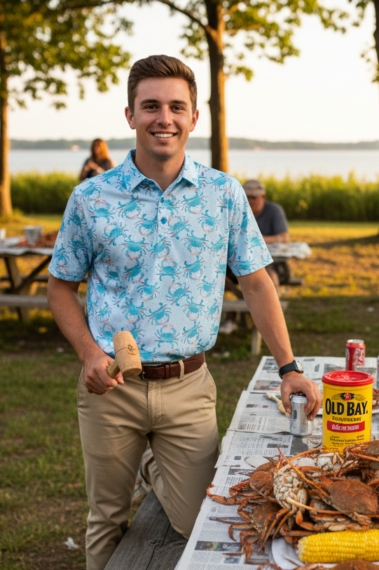 Aqua Crab Men's Polo Shirt