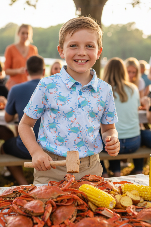 Aqua Crab Boys Polo Shirt