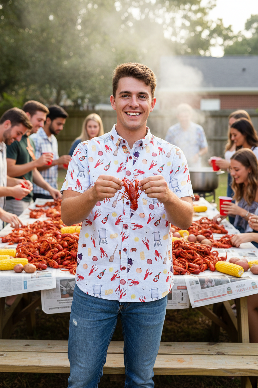 Crawfish Boil Adult Button Down Shirt