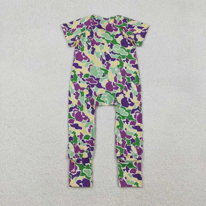 Sibling Daddy and Boys Mardigras Camo Pajamas Sets Zip Footie Rompers Polo Shirts Top