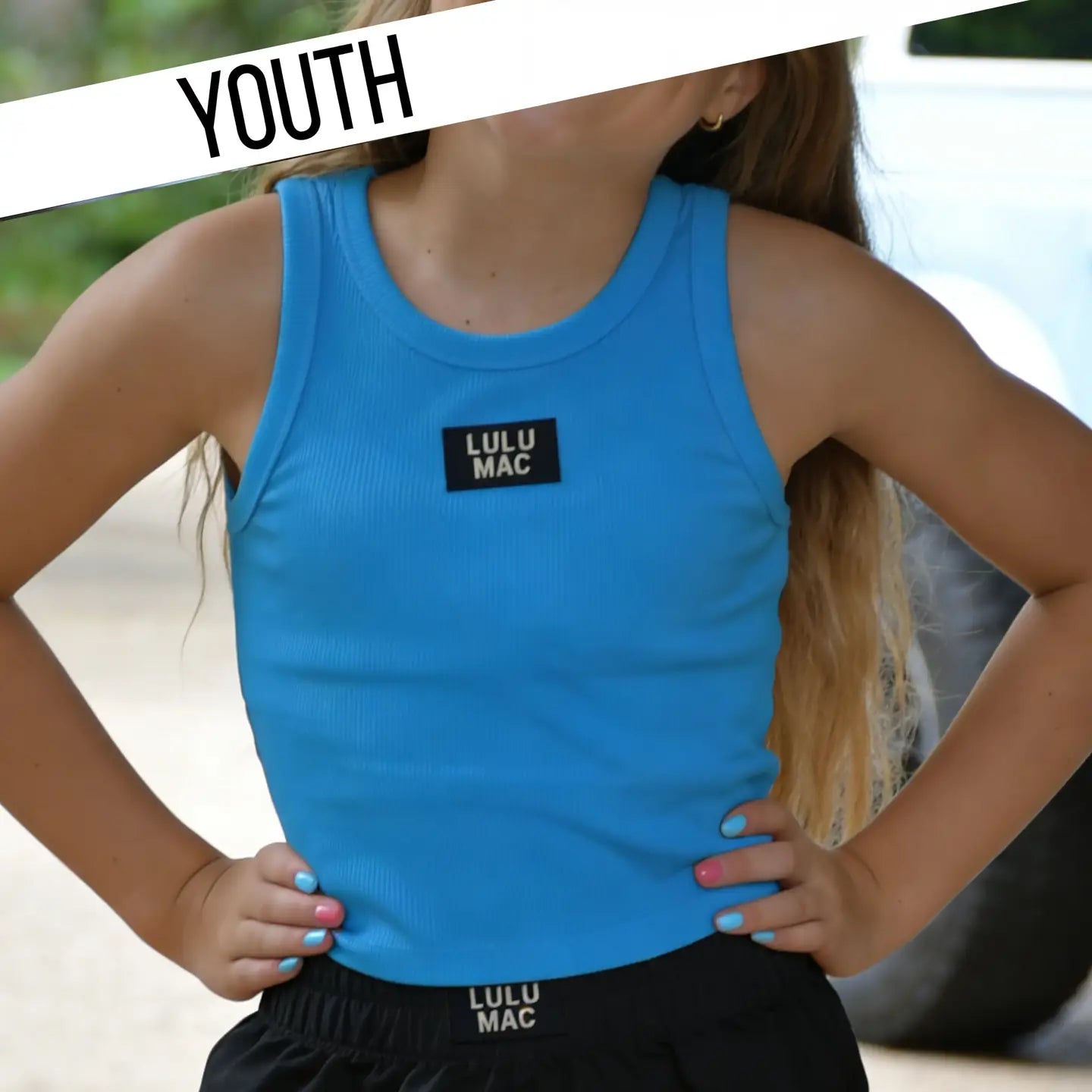 Lulu Mac Youth Aqua Blue Ribbed Tank Top