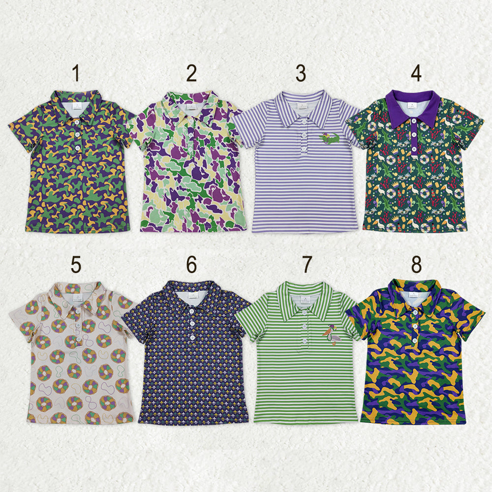 Sibling Baby Boys Short Sleeve Mardigras Button Polo Shirts Top
