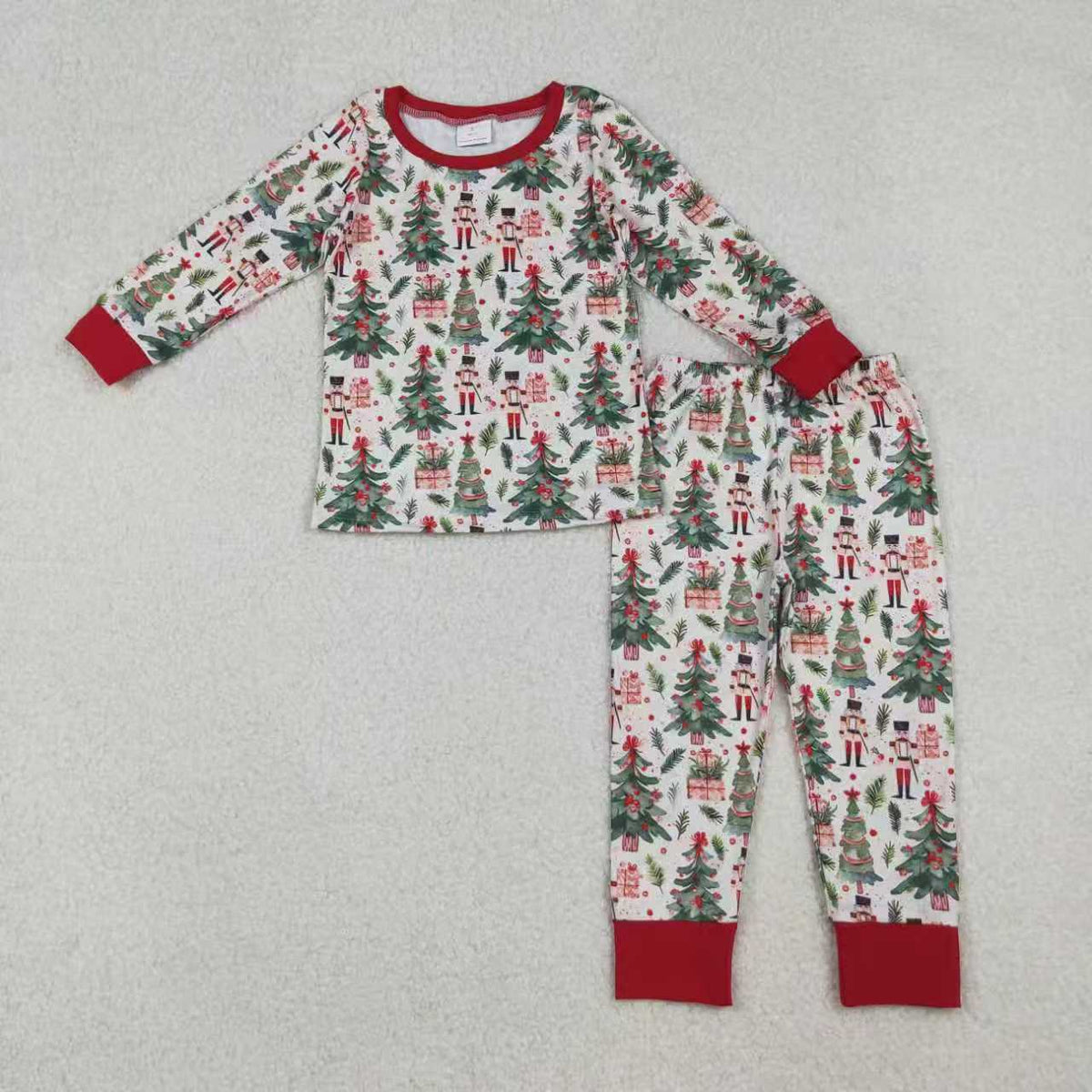 Sibling Baby Boys Christmas Trees Soldiers Gifts Top Pants Pajamas Sets Zipper Footie Rompers