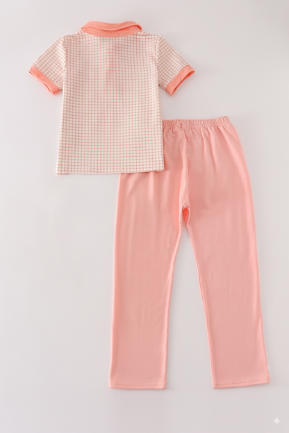 Orange plaid boy set