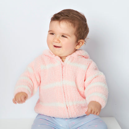 Chenille - Pretty Pink & Ivory Stripe Hooded Jacket