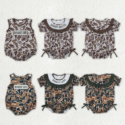 Sibling Embroidery Mama's & Daddy's Boys & Girls Southern Camo Rompers
