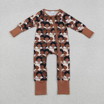 Sibling Baby Girls Black History Pants Pajamas Set Zipper Convertible Rompers