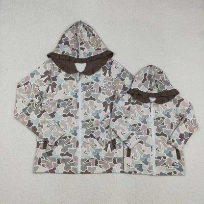Sibling Family Adult Kids Bows Camo Pockets Zip Hunting Hoodie Jackets Top
