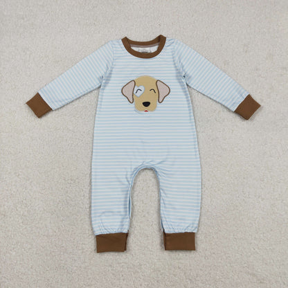 Sibling Baby Boys Embroidery Dogs Stripe Pants Clothes Set Rompers