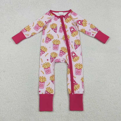 Sibling Baby Girls Hearts Chip Valentines Pants Pajamas Set Zipper Convertible Rompers