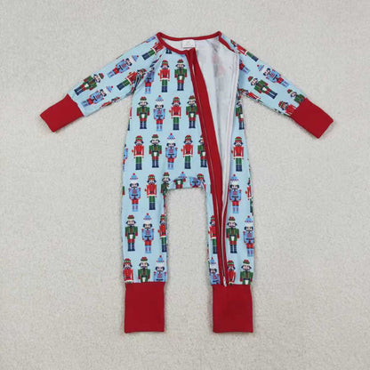 Sibling Baby Boys Girls Soldiers Checked Christmas Ruffle Knee Length Dress Pajamas Sets Footie Rompers