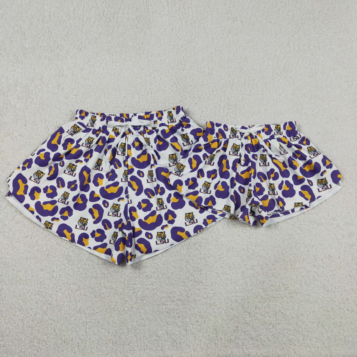 Mama and Me Girls Purple Leopard LSU Tiger Team Yoga Active Butterfly Shorts Bottom