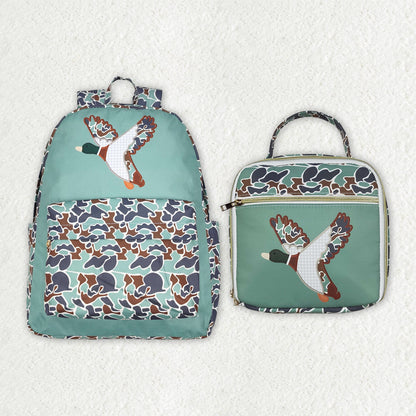 Sibling Baby Kids Boys Camo Ducks Backpack Lunch Boxes