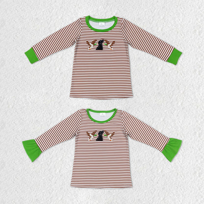 Baby Children Kids Duck Stripes Sibling Embroidery Tee Shirts