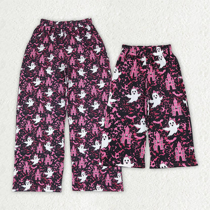 Mama and Me Girls Castles Bats Ghosts Pockets Halloween Flare Pants Bottom