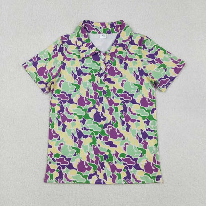 Sibling Daddy and Boys Mardigras Camo Pajamas Sets Zip Footie Rompers Polo Shirts Top