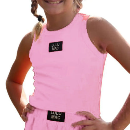 Lulu Mac Youth Bubblegum Pink Ribbed Tank Top