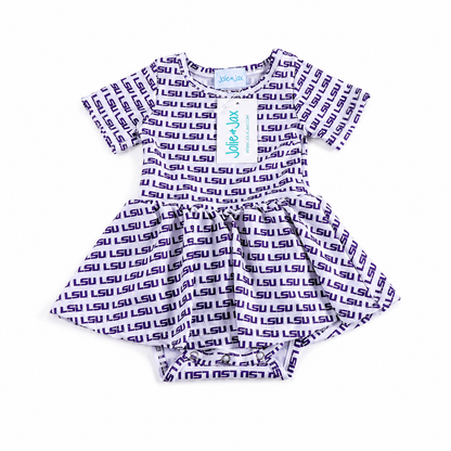 LSU Logo skirted bubble Romper (Officially Licensed)