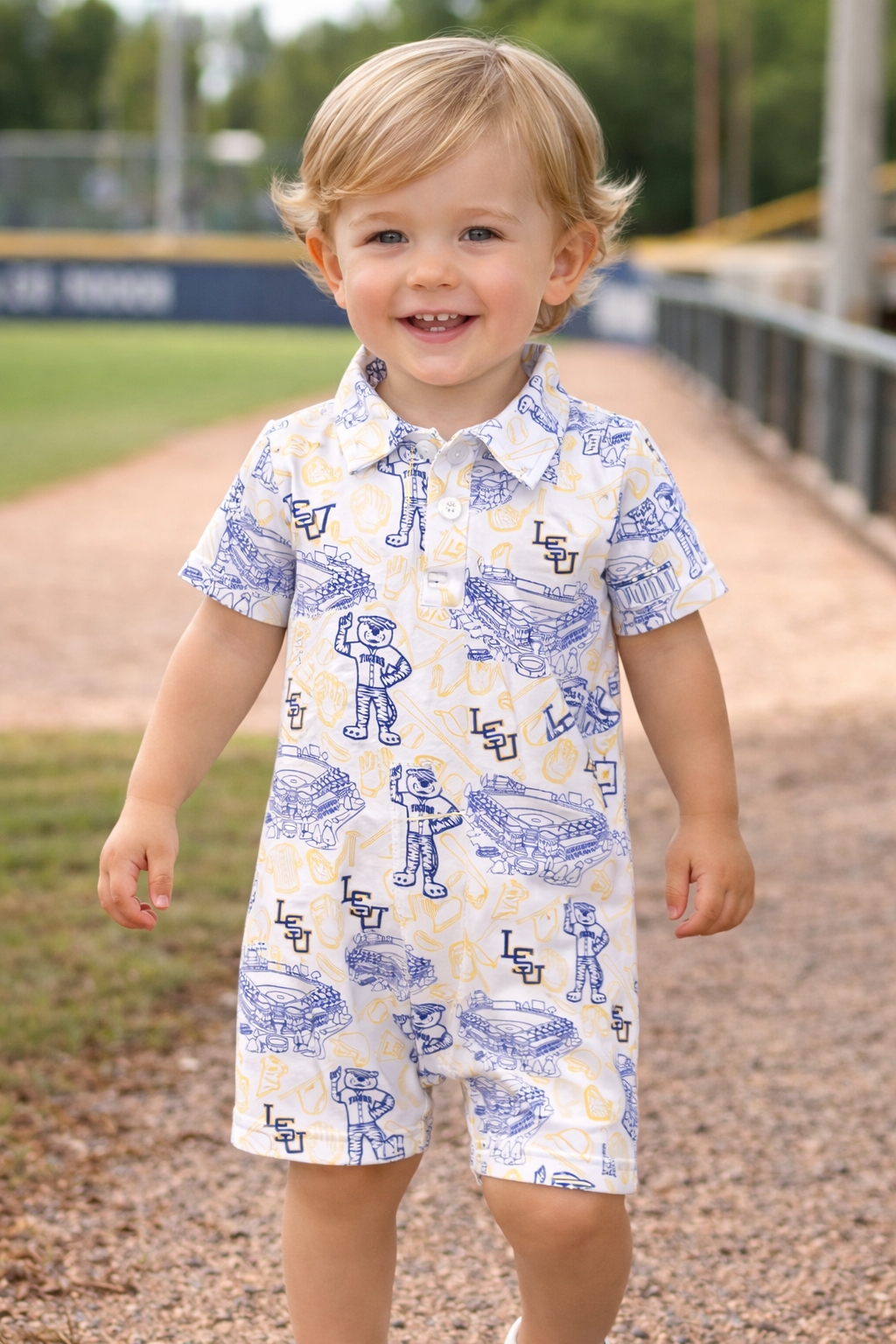 LSU Baseball Polo Romper (Officially Licensed)
