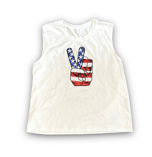 American Peace Out Sequin Kids Tank Top