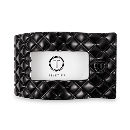 Jet Black Quilted Large Flat Rectangle Hair Clip