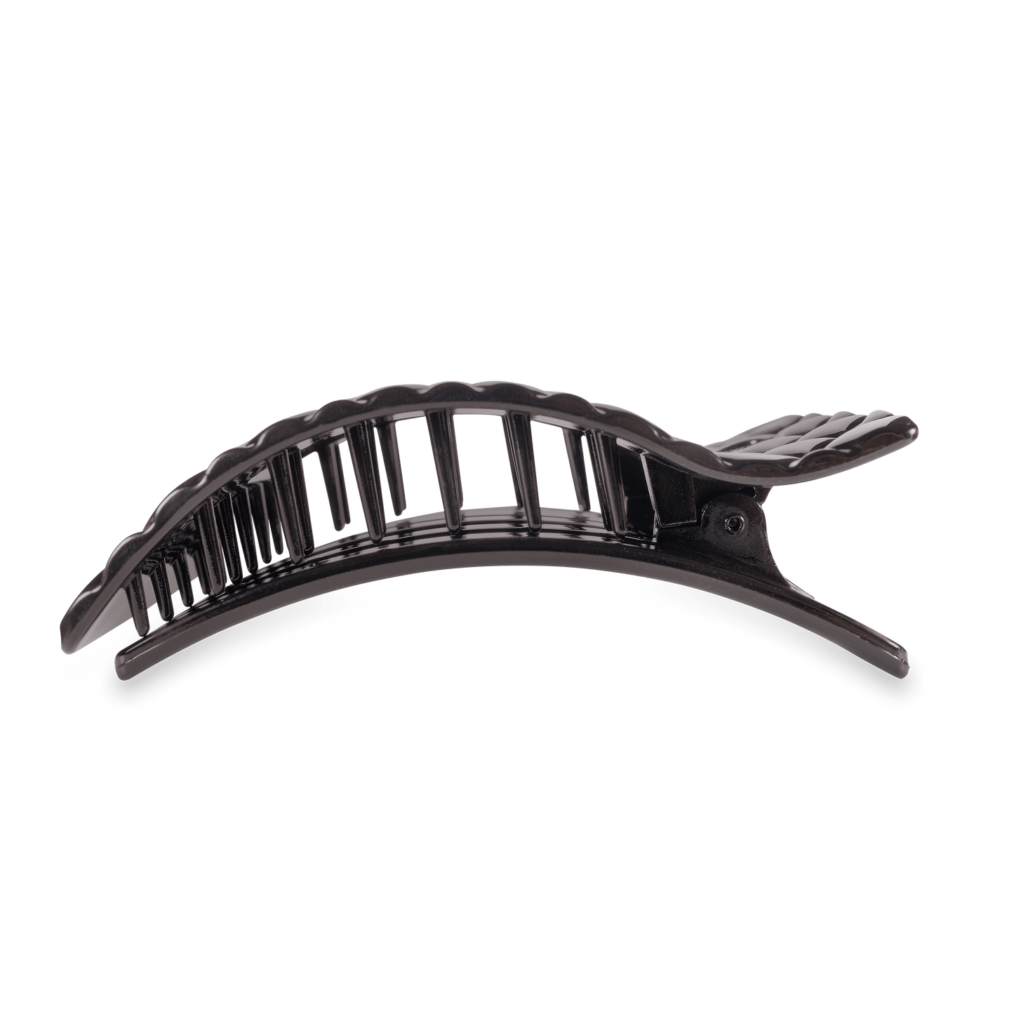 Jet Black Quilted Large Flat Rectangle Hair Clip