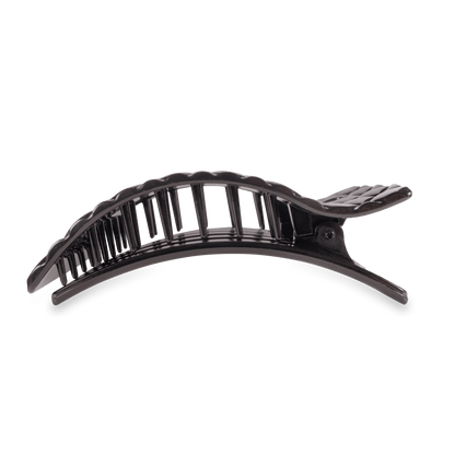 Jet Black Quilted Large Flat Rectangle Hair Clip