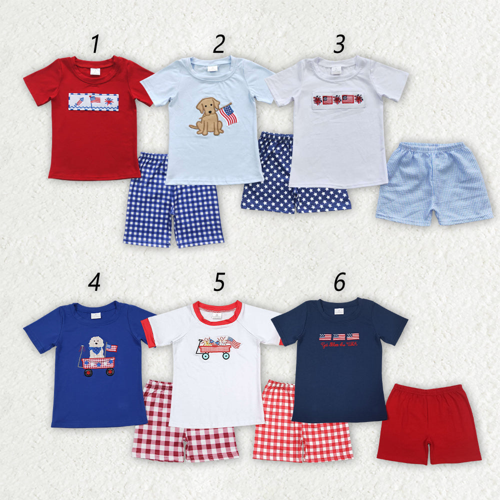 Sibling Baby Boys July 4th Summer Shorts Outfits