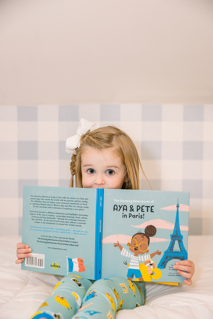 Aya & Pete in Paris Organic Cotton Kids Pajamas & Book Set