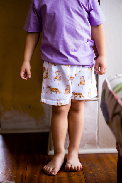 MVC: Purple Tigers Organic Muslin Shorts