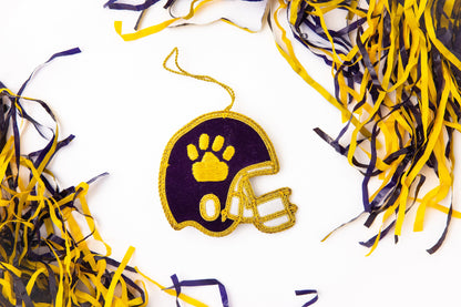 Purple & Gold Football Helmet Embroidered Christmas Ornament