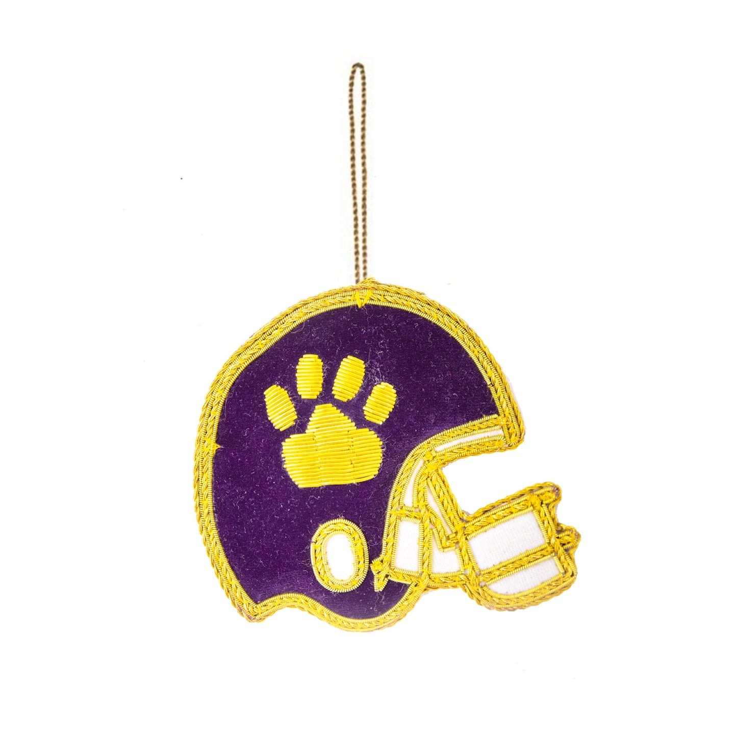 Purple & Gold Football Helmet Embroidered Christmas Ornament