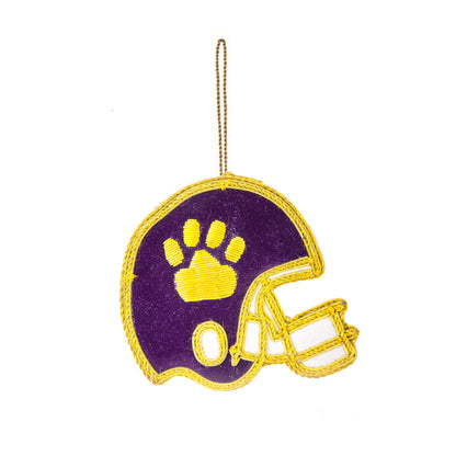 Purple & Gold Football Helmet Embroidered Christmas Ornament
