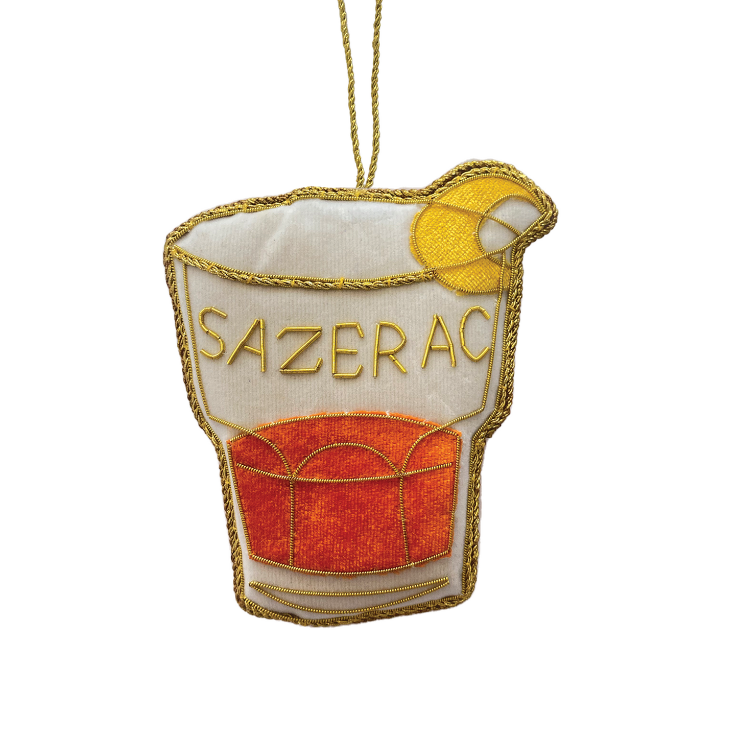 Sazerac Cocktail Embroidered Christmas Ornament
